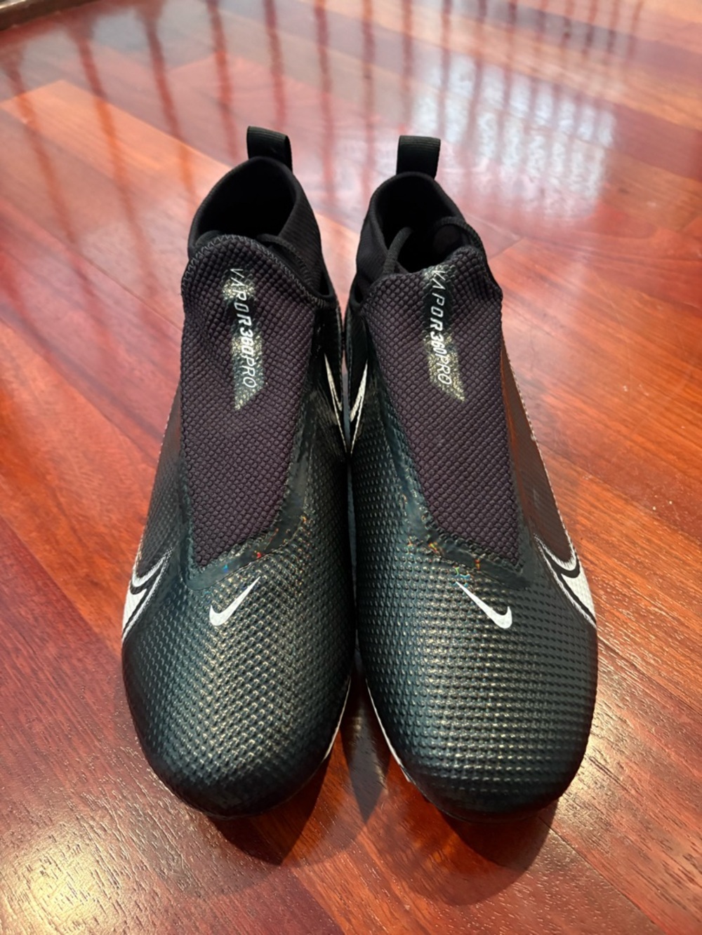 Nike Vapor 360 Pro ghost ties black football cleats.  Never been worn.